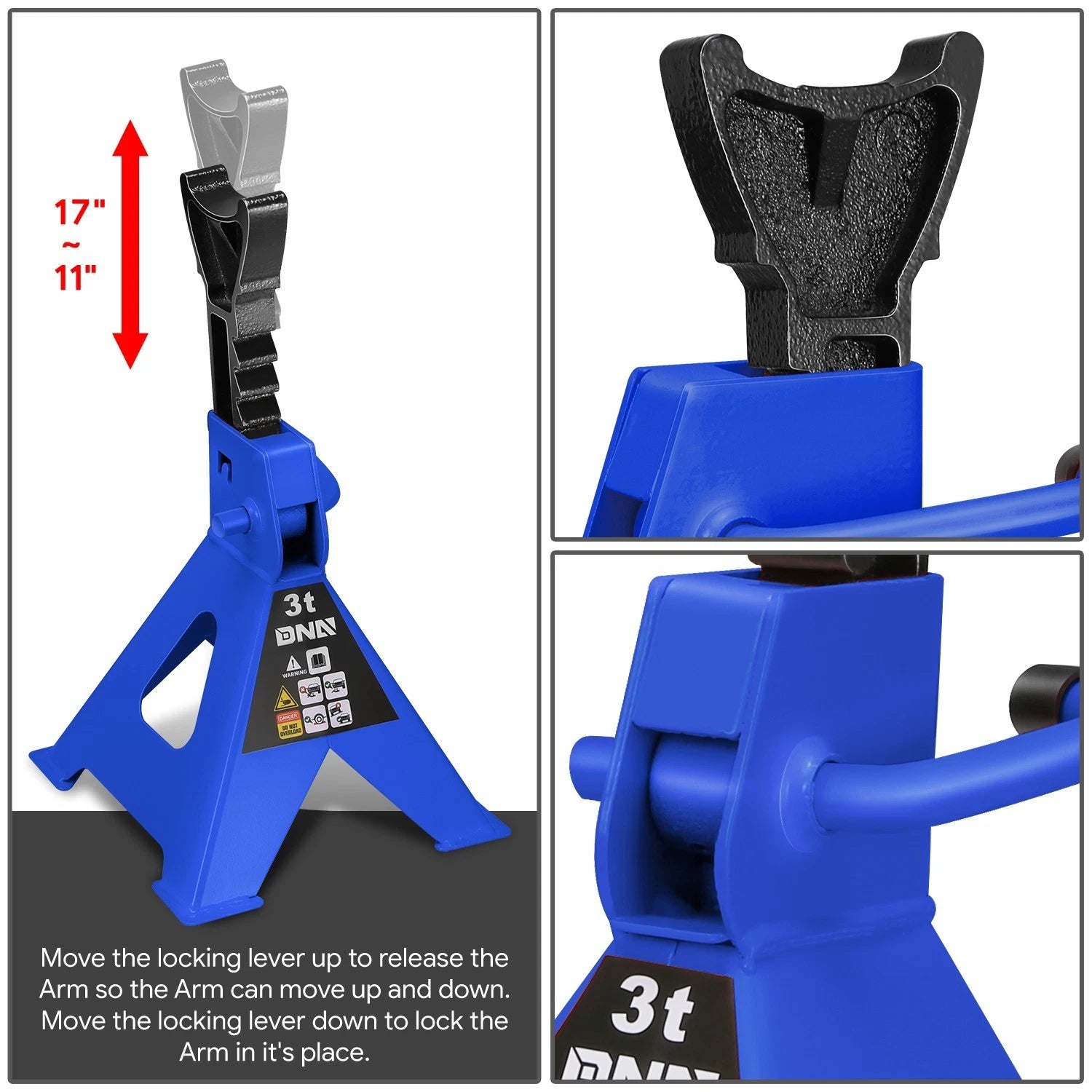 2X Jack Stands for Sedan SUV (10.8"-15.7", 6600lbs Capacity)