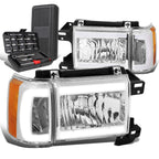 LED DRL Bar Headlight for Ford Bronco (1987–1991) - Chrome Amber Signal
