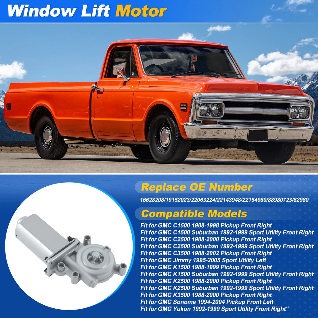Power Window Lift Motor 16628208 for Chevrolet GMC C1500 C2500 K1500 K2500 (1990–1999)