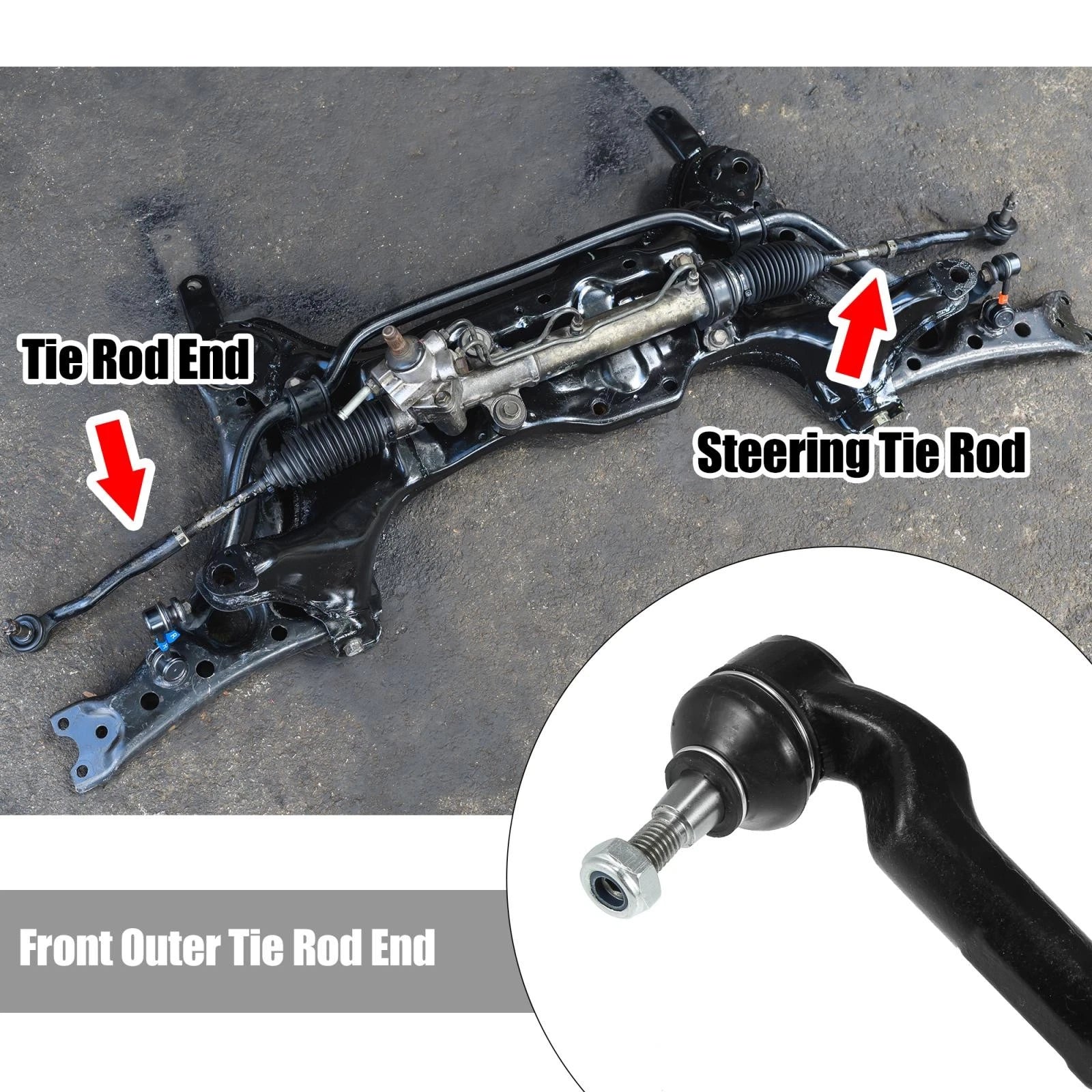 2pcs Front Outer Tie Rod ES800954 for Ford Focus (2012–2017), Lincoln MKC (2015–2016)