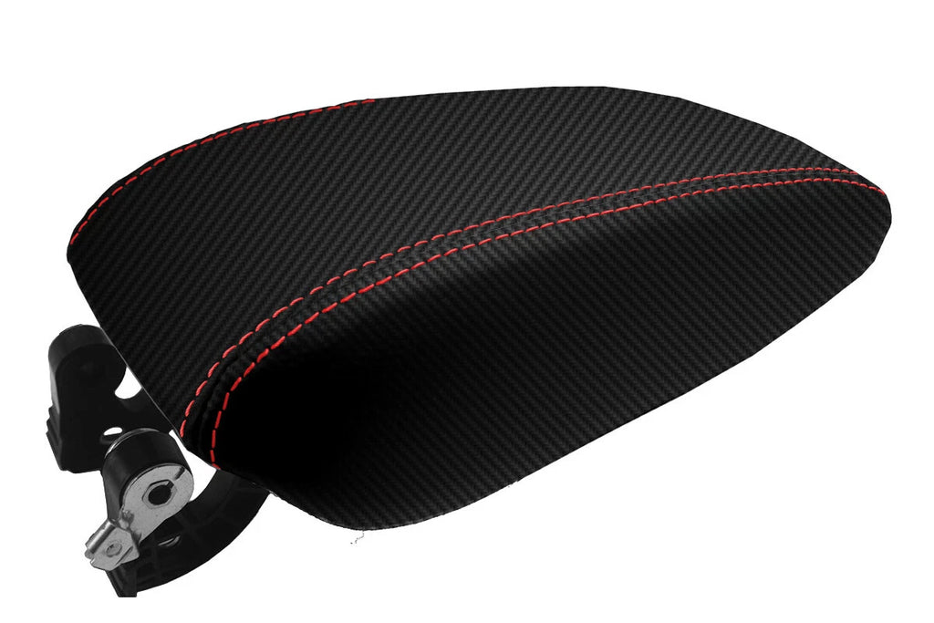 Console Lid Armrest Cover for Chevrolet Cruze (2016–2018) Carbon Fiber Red Stitch