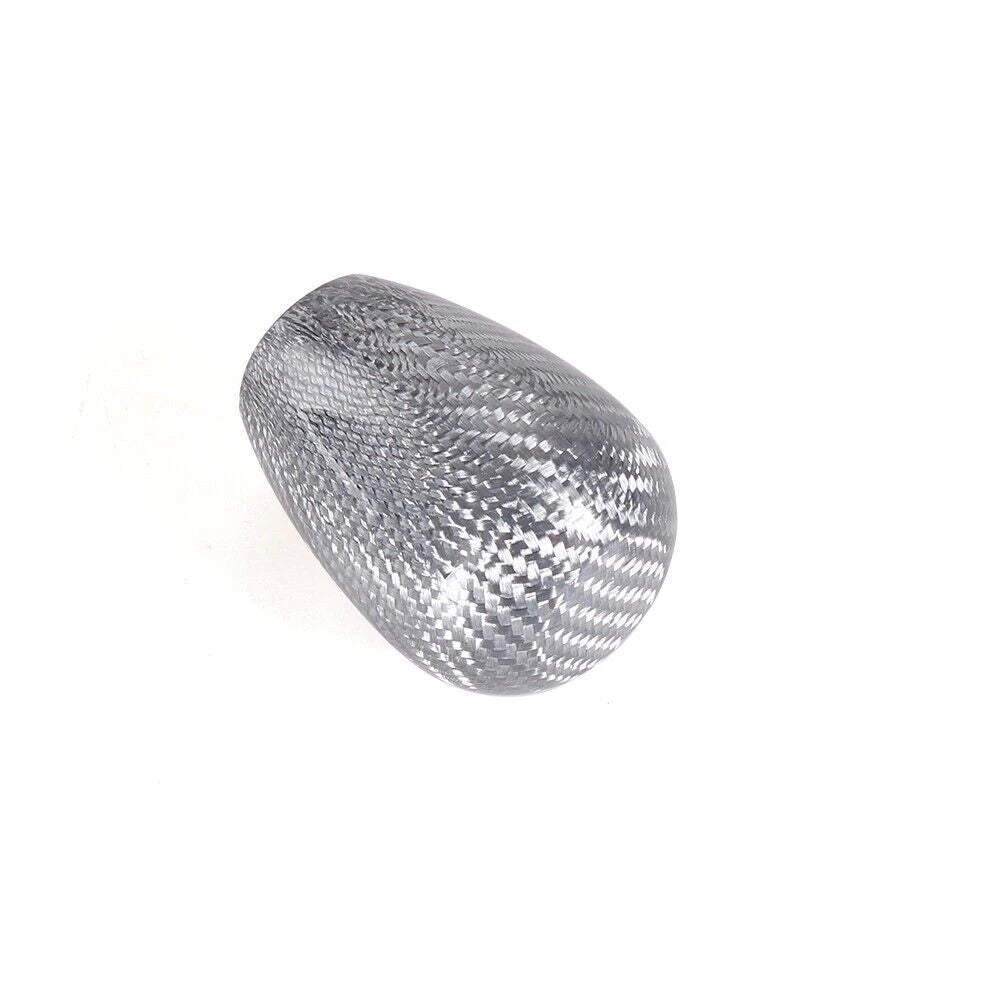 Universal JDM Silver Carbon Fiber Manual Gear Shift Knob Shifter Lever