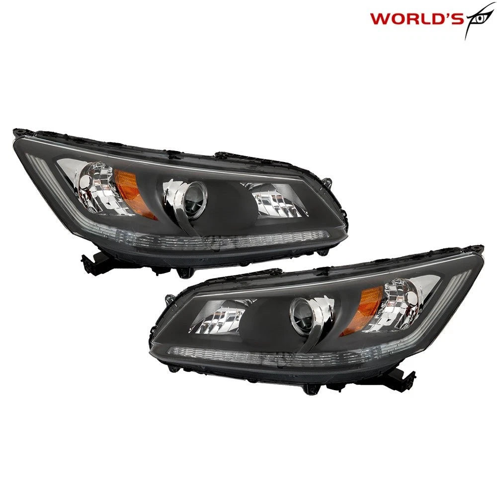 Set of 2 Headlights for Honda Accord (2013–2015) Black Housing