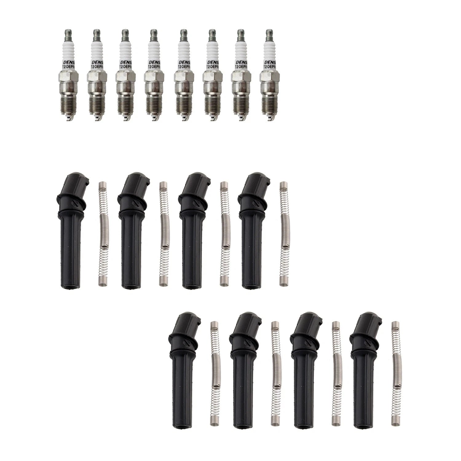 Set of 8 Denso Spark Plugs & NGK Ignition Coil Boots for Ford F-150 (1999)