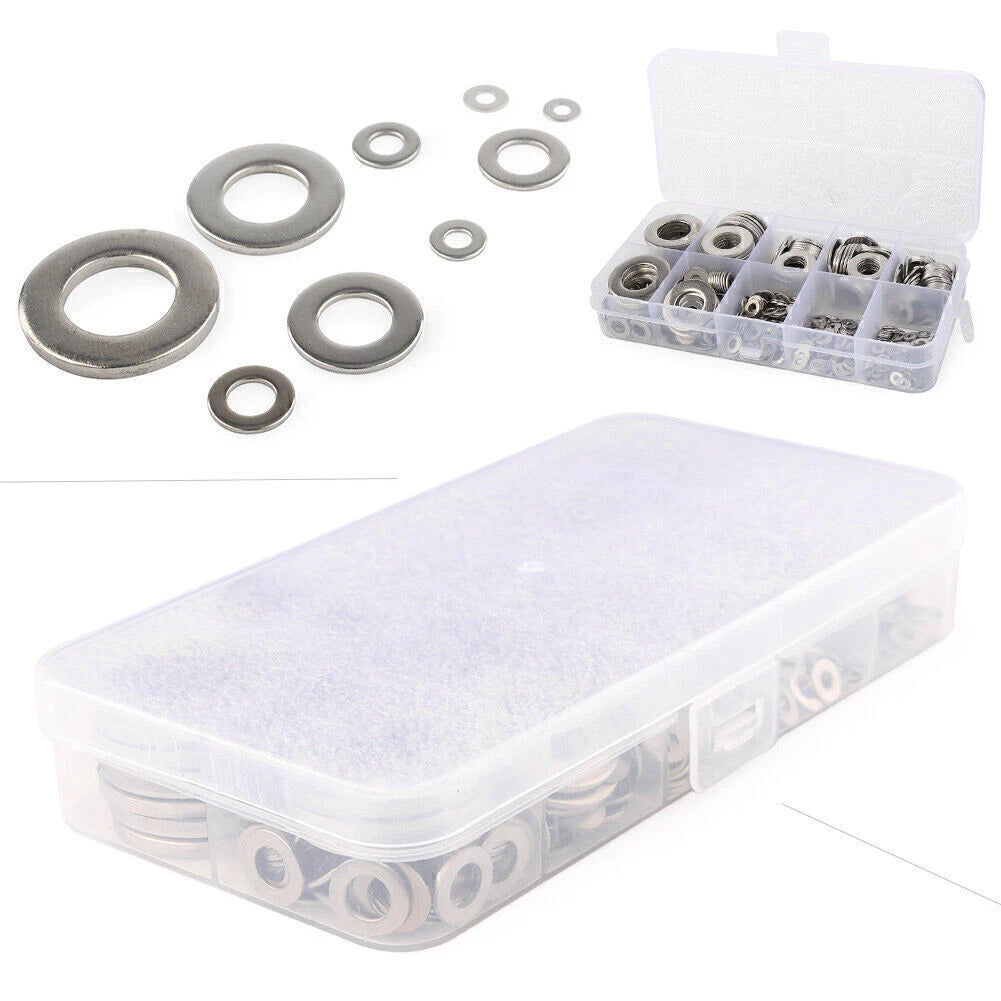 580pcs Flat Washers Kit for Car Truck (M2 M2.5 M3 M4 M5 M6 M8 M10 M12)