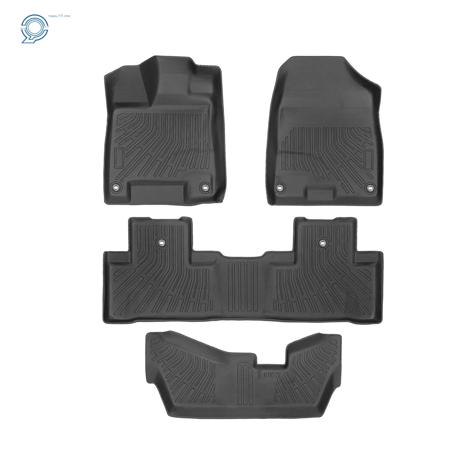 Set of 4 TPE Rubber Black All Weather Floor Mats for Acura MDX (2014–2020)