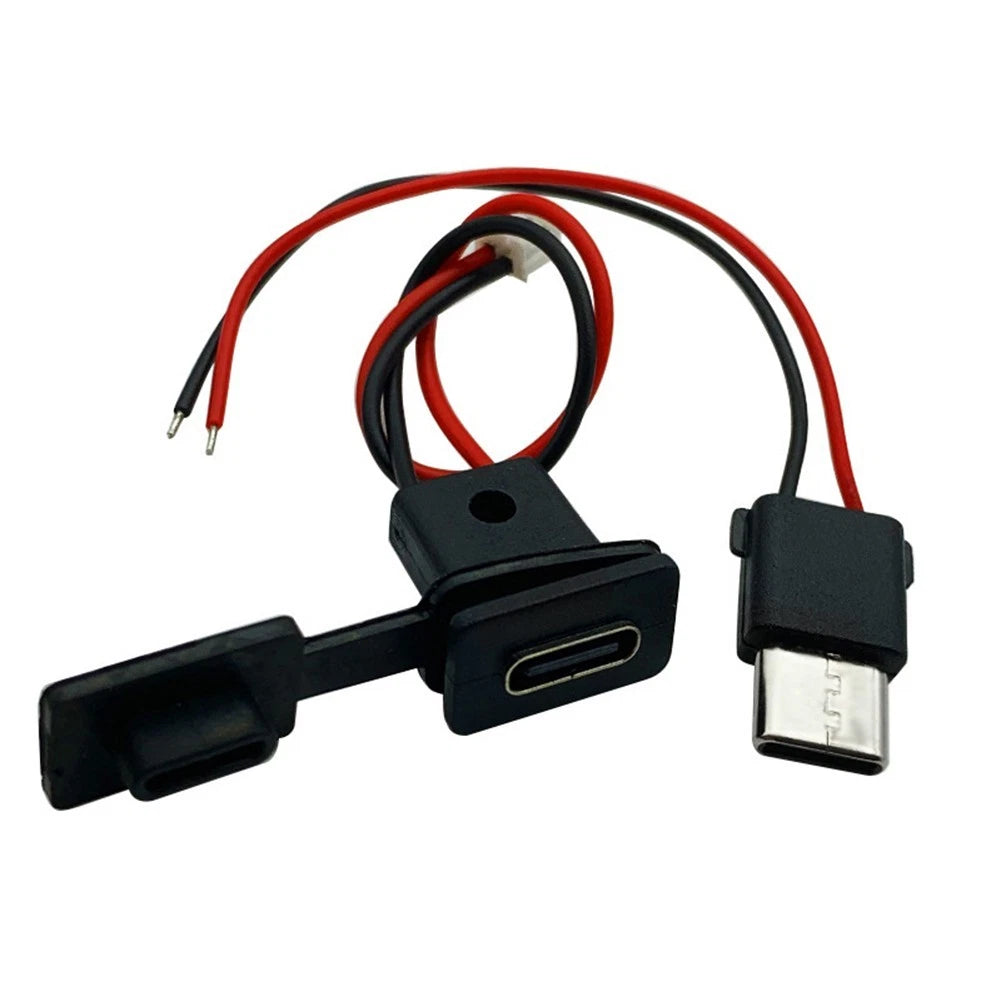 USB-C Charging Socket for Universal Applications (Waterproof, Black)