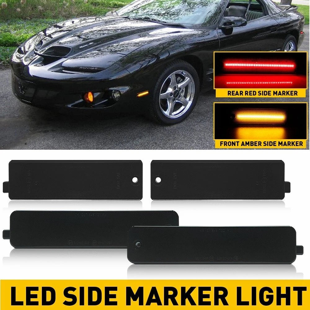 LED Side Marker Light Set for Pontiac Firebird (1998–2002) - Amber/Red Smoke