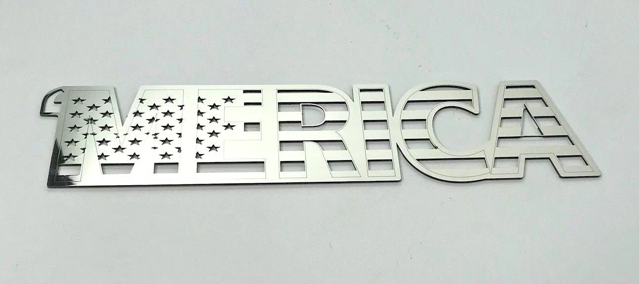 Adhesive Emblem Decal Polished Stainless MERICA for Cars and Trucks (Universal)