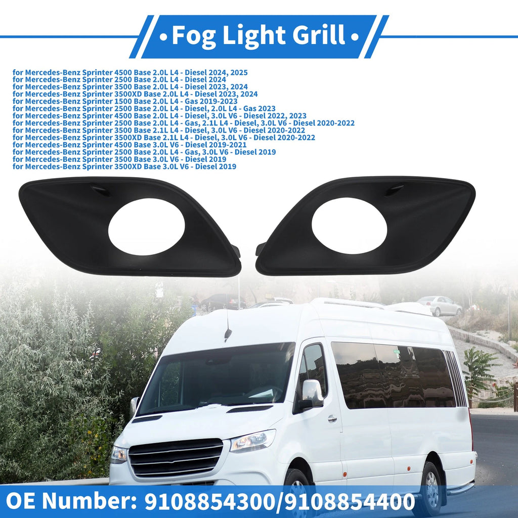 Set of 2 Front Bumper Fog Light Covers No.9108854300 for Mercedes-Benz Sprinter