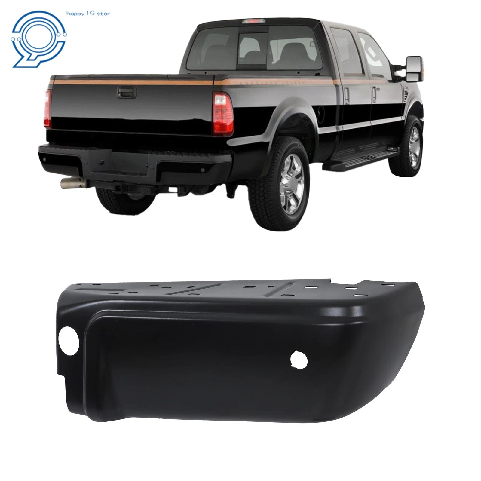 Step Bumper for Ford F250 F350 (2008–2016) with Sensor Holes, Painted