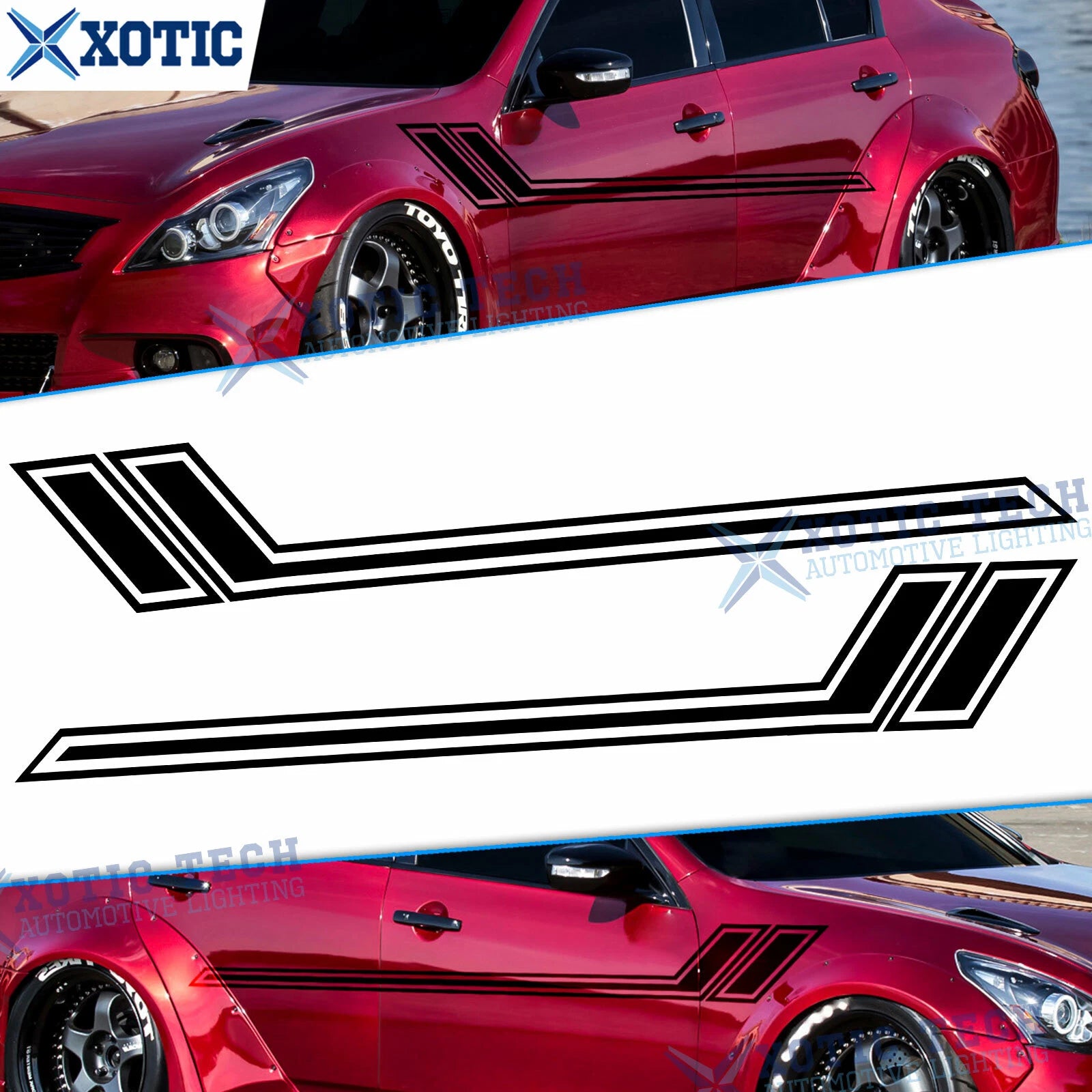 Glossy Black Side Body Fender Hash Graphics Vinyl Sticker for Infiniti (2000–2005)