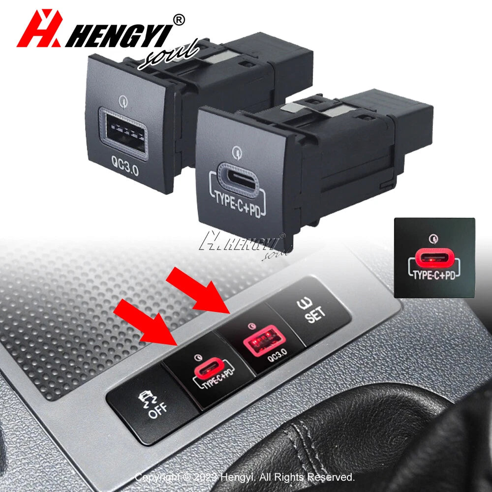 LED QC3.0 USB Port Hub Charger PD for Golf GTI R-Line (2006–2013) MK5 MK6
