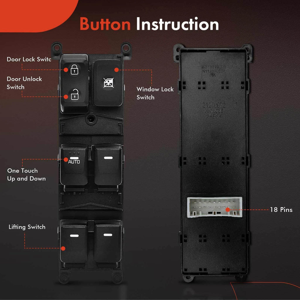 Front Left Power Window Switch for Kia Rio (2012-2017)