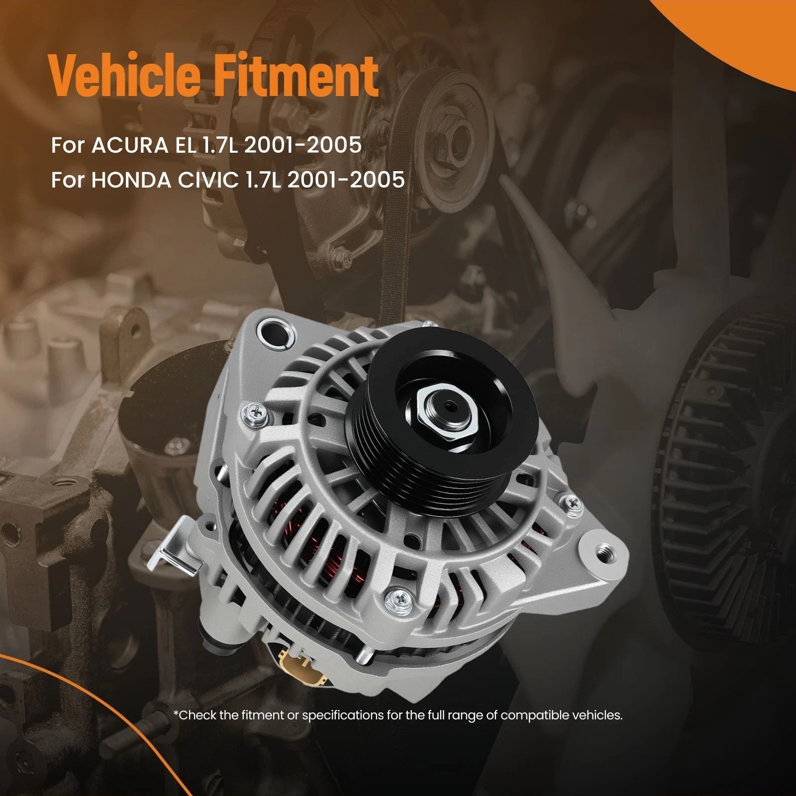 70A Alternator for Honda Civic Acura EL 1.7L (2001–2005) 31100-PLM-A02 A5TA7091