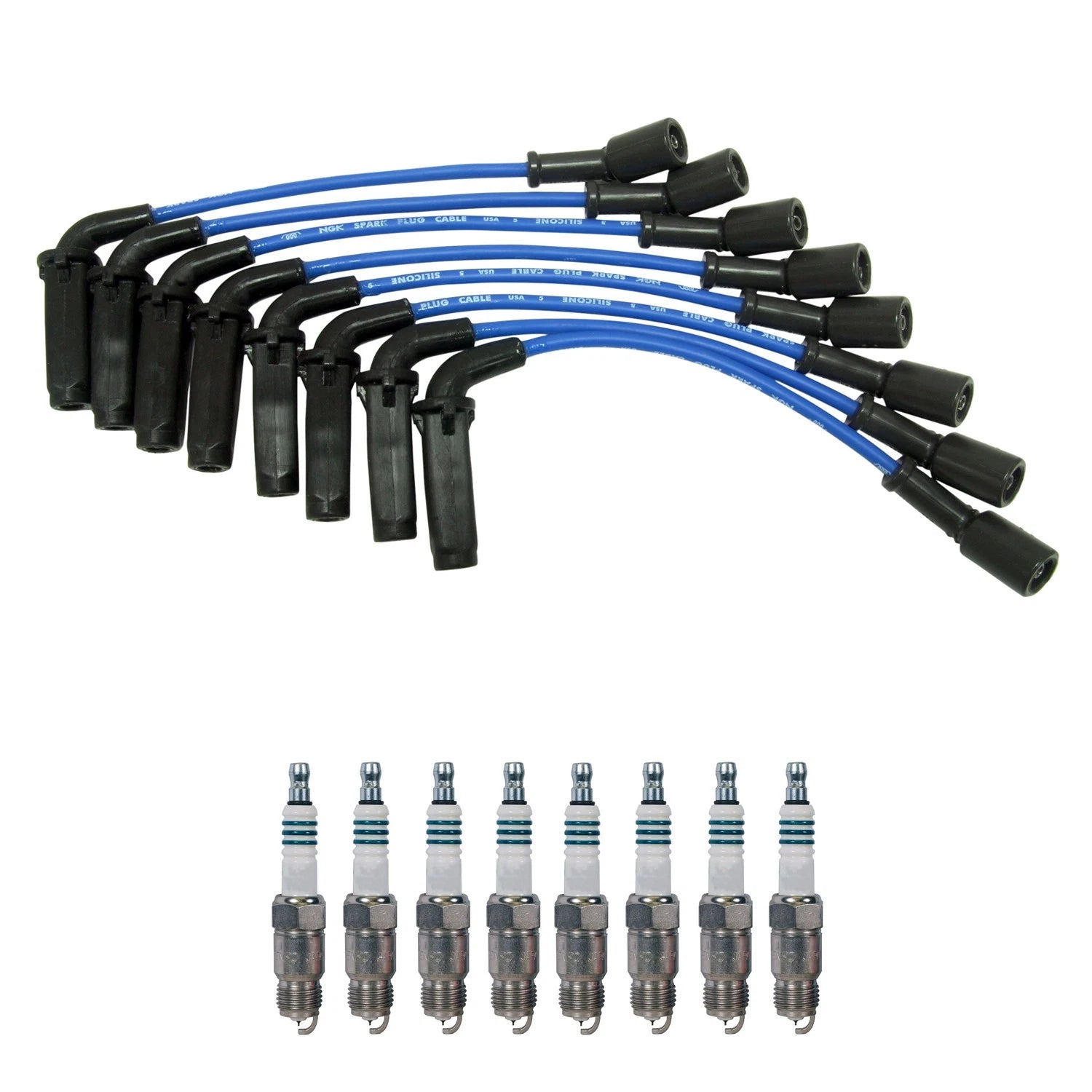 NGK 7mm Wire Set & Denso Iridium Spark Plug Kit for Express Savana Sierra (V8)
