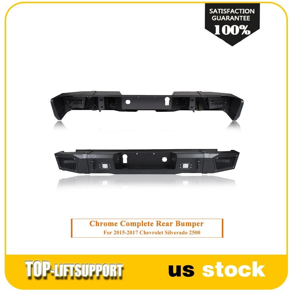Textured Heavy Full Width Rear Bumper with LEDs for Chevy Silverado 2500 (2015–2017)