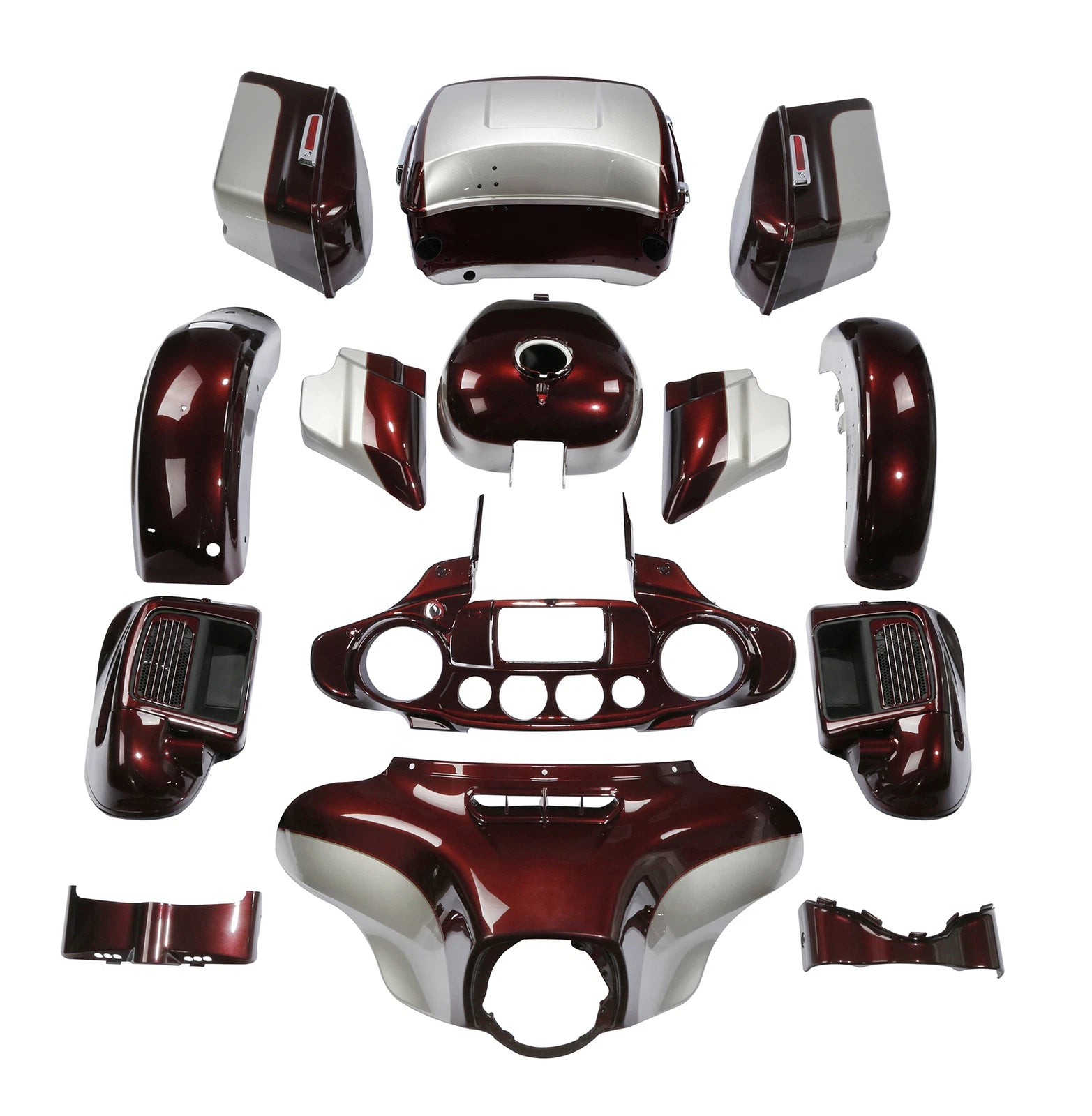 Fairings Body Kit for Harley Electra Glide (2014–2023) Twisted Cherry/Silver Fortune