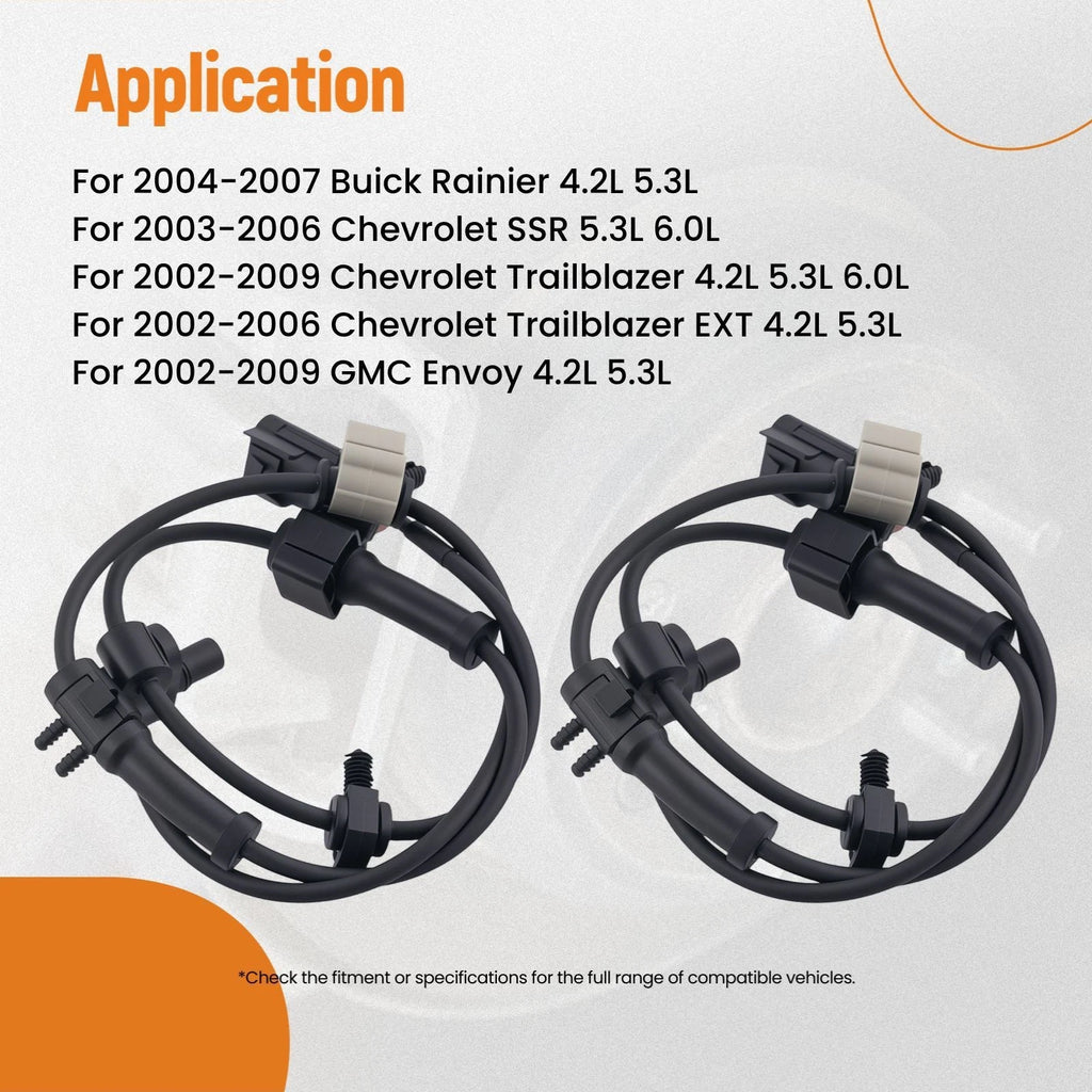 Set of 2 ABS Wheel Speed Sensors for Oldsmobile Bravada (2002–2004) 15158254