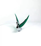 Hood Ornament Chrome Swan Bugler Green Wings for Universal Car (Any Year)