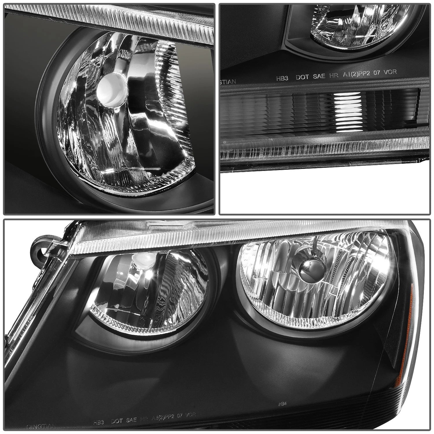 Factory Style Black Housing Amber Corner Headlights for Dodge Avenger (2008–2014)