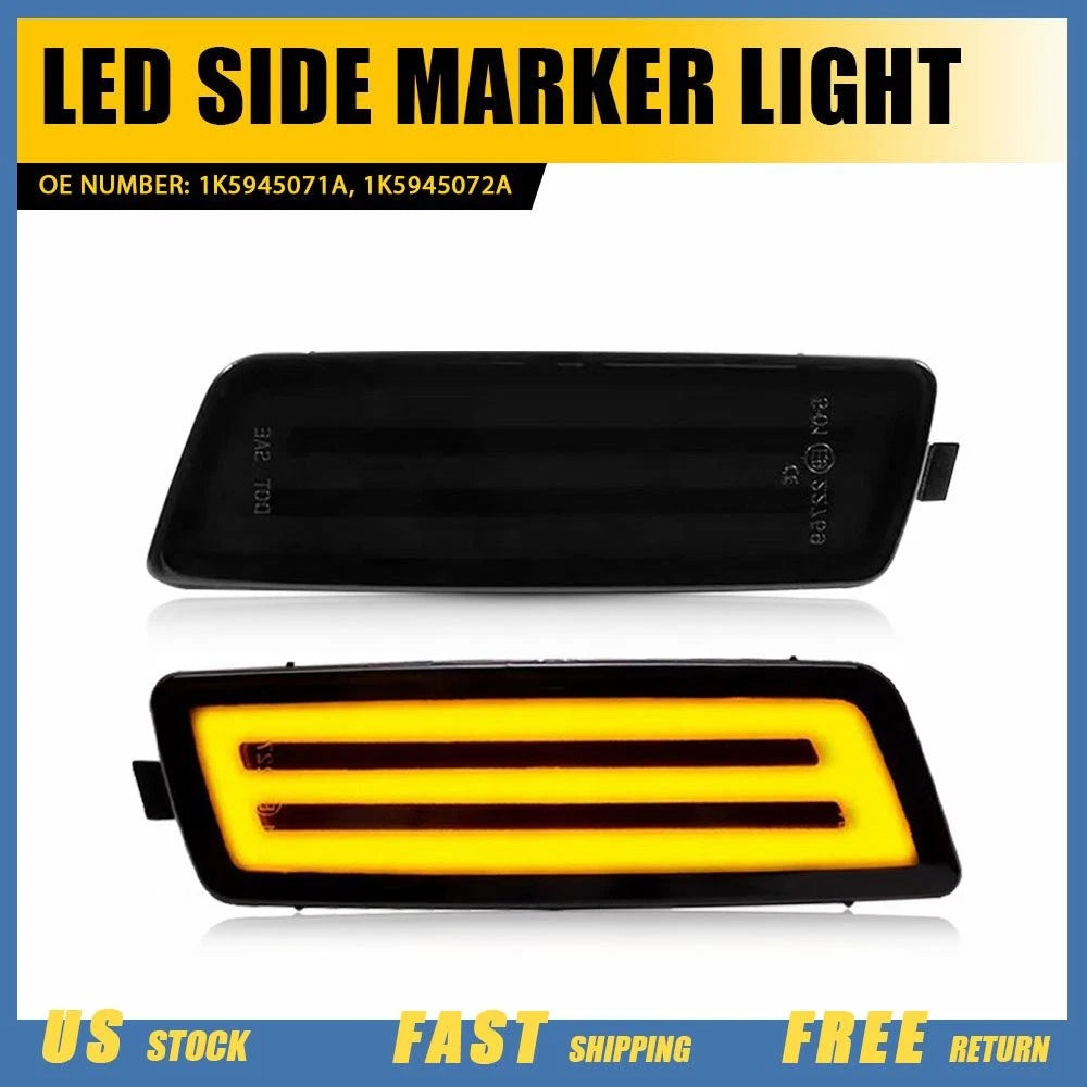 Smoke Lens Front Side Marker Light Lamps for VW MK5 Golf GTI Jetta R32 (2006–2009)