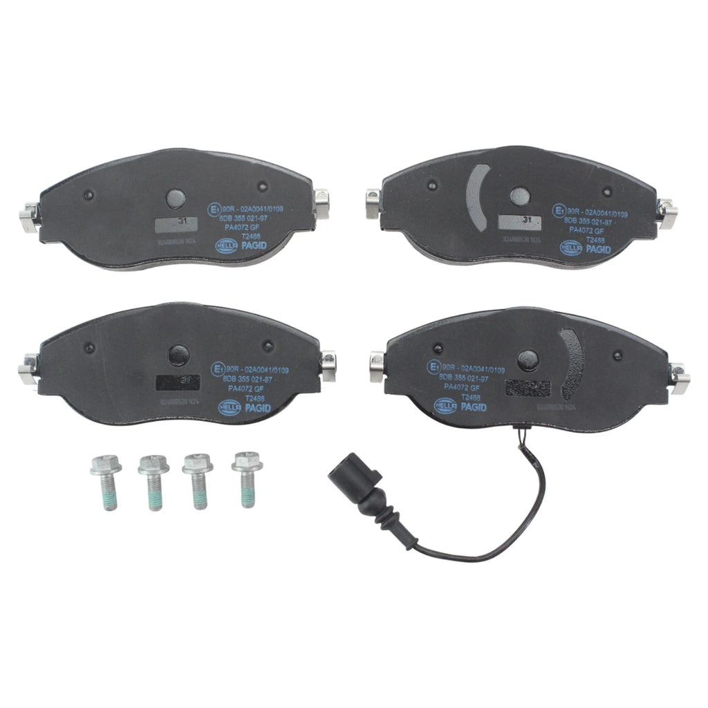 Set of 4 Hella Front Low-Met Brake Pads for Audi S3 VW CC Golf R GTI Jetta