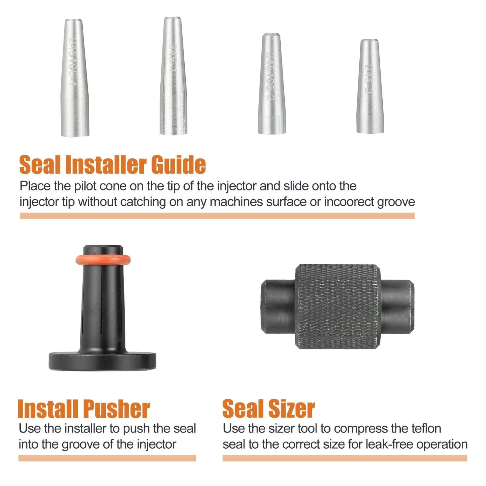 6pcs Fuel Injector Seal Install Sizer Tool for GM Subaru (EN-49245, EN-51105)