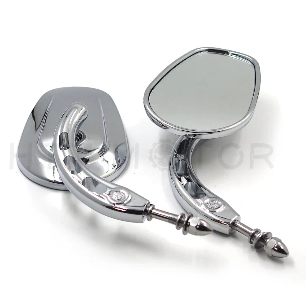 Chrome Tapered Teardrop Rearview Long Stem Mirrors for Harley Motorcycle