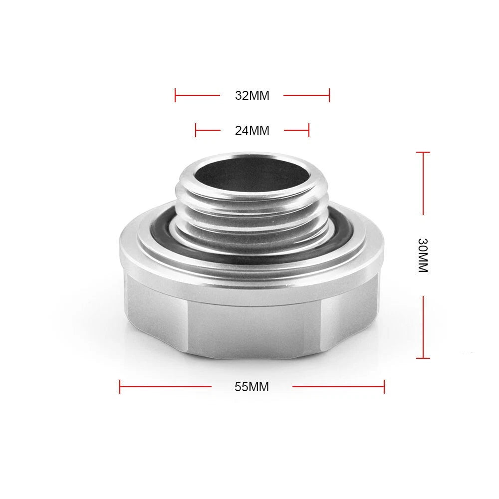 JDM Silver Engine Oil Filler Cap + Radiator Cap + Battery Tie Down for Honda