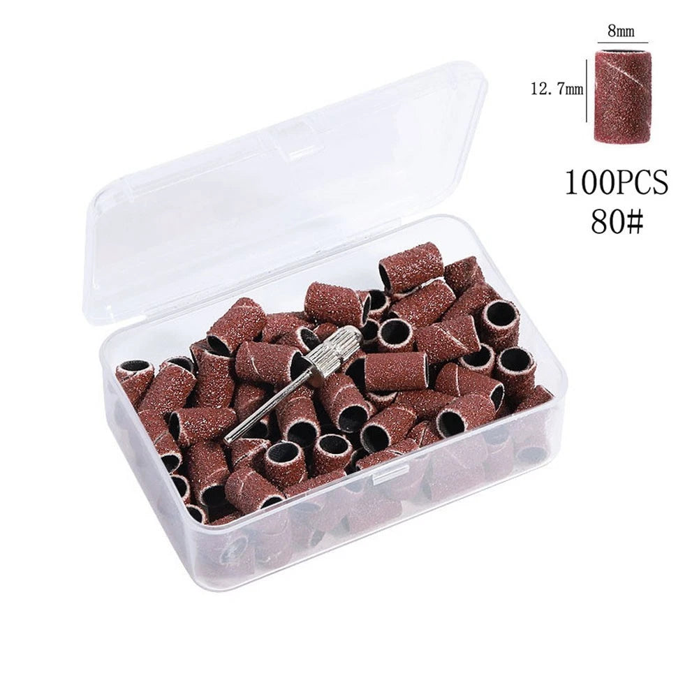 Set of 10 Sanding Bands 8x12mm 80 120 180 Grit for Nail Tools