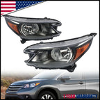 Headlamp Assembly Pair for Honda CR-V (2012–2014) Halogen Black