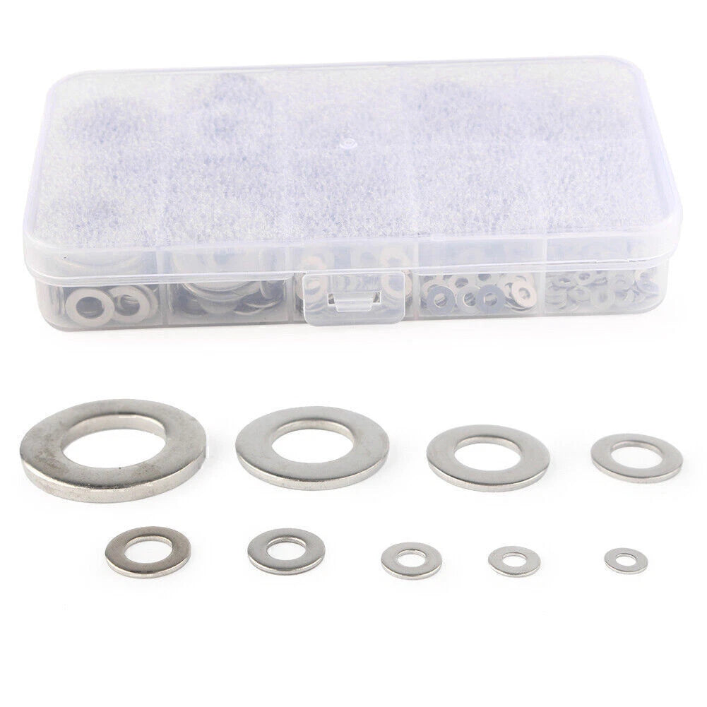 580pcs Flat Washers Kit for Car Truck (M2 M2.5 M3 M4 M5 M6 M8 M10 M12)