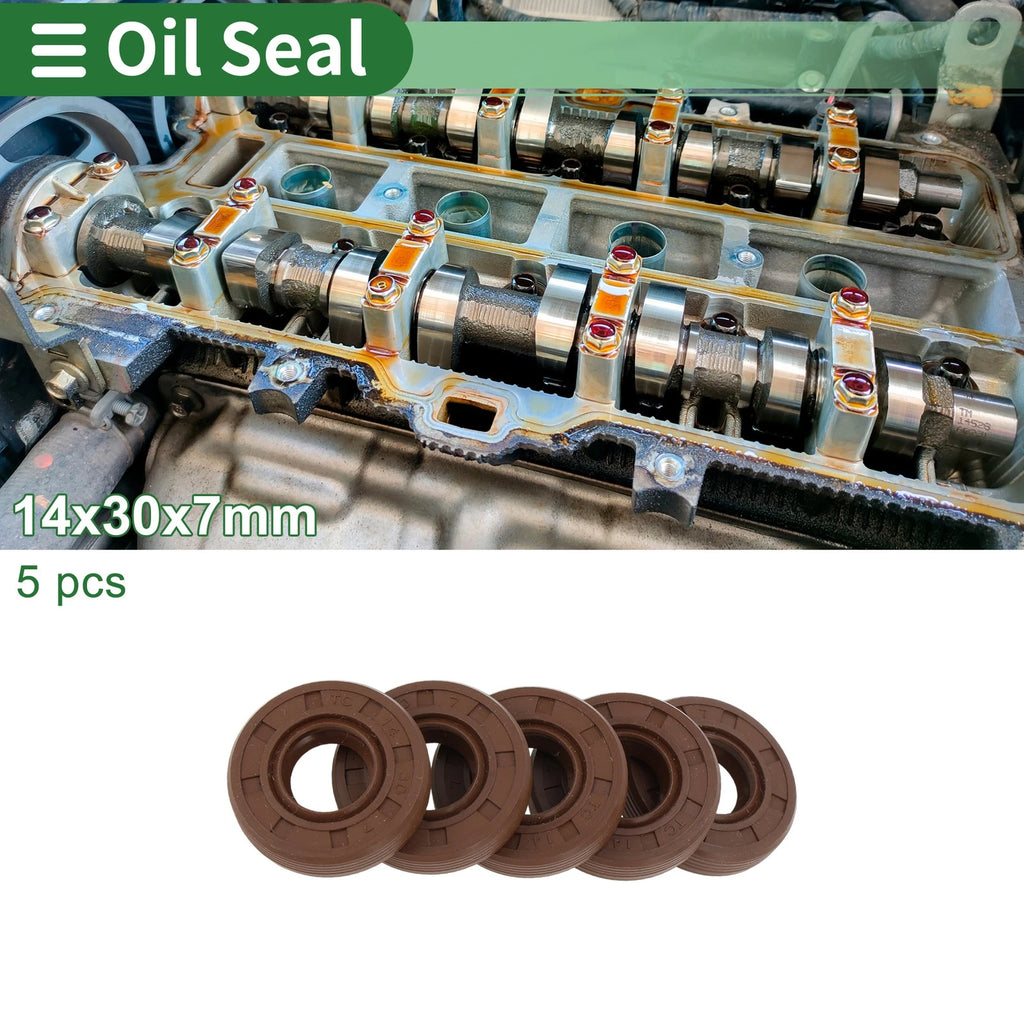 Oil Seal FKM Rubber 14x30x7mm for Various Models (5 Pcs)
