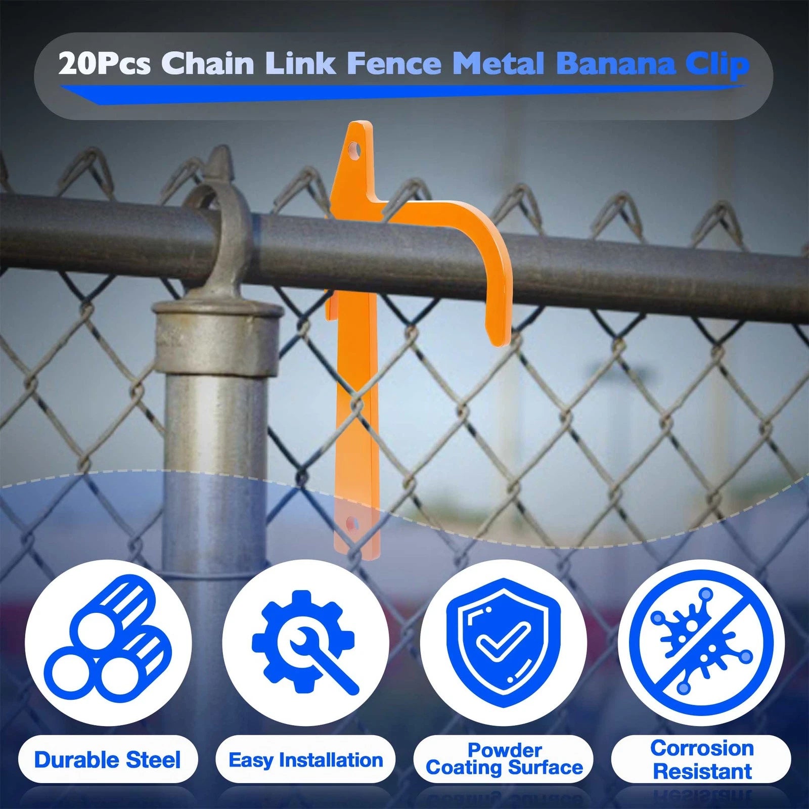 20Pcs Chain Link Fence Metal Clips for Tensioning and Stretching Tool
