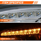 LED DRL Sequential Signal Projector Headlights Chrome for Kenworth T660 (2008–2017)