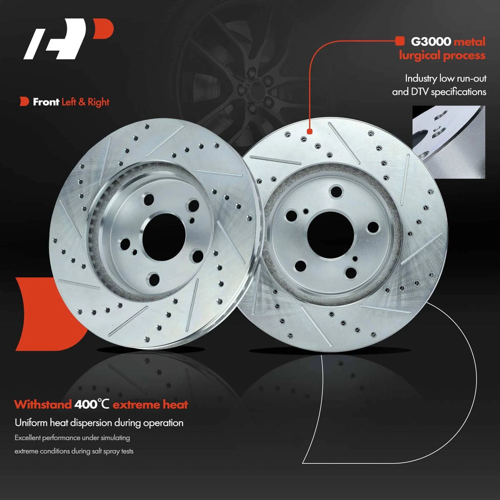 Front Drilled Brake Rotors and Ceramic Pads for Toyota Sienna (2004–2010)