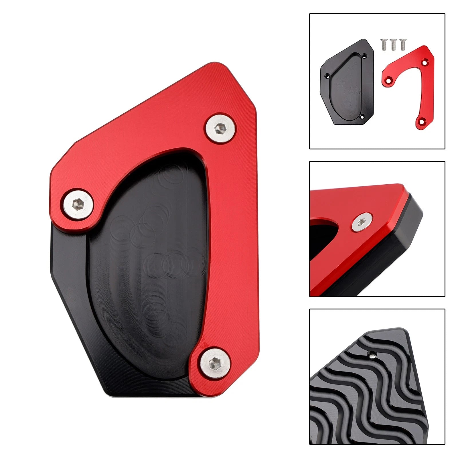 Kickstand Enlarger Plate Pad for Suzuki V-Strom 650 DL650 XT (2011–2024) Red