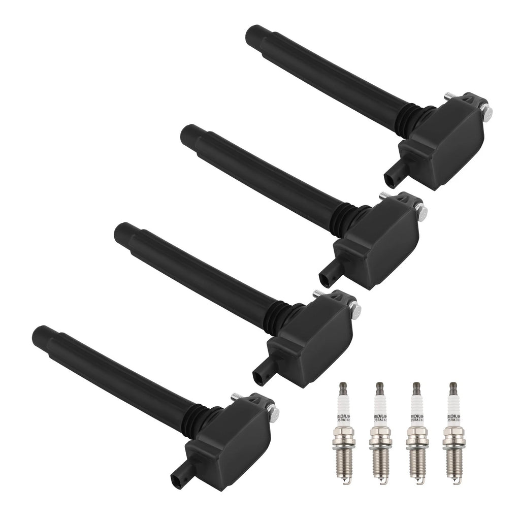 Set of 4 Ignition Coils + 4 Spark Plugs for Chrysler 200 Dodge Dart Jeep Ram