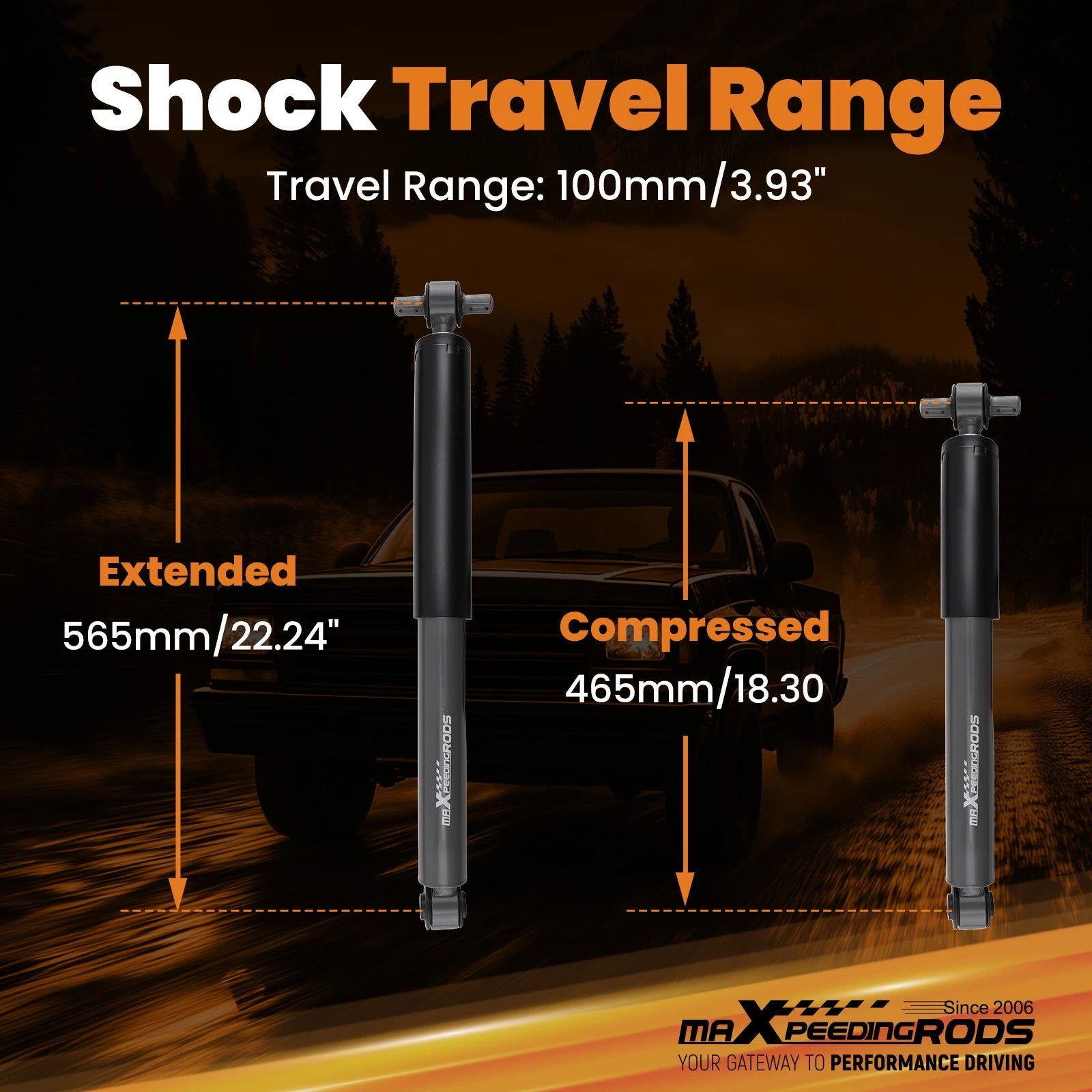 Rear Shock Pair for Chevy S10 GMC Sonoma RWD (1982–2004)