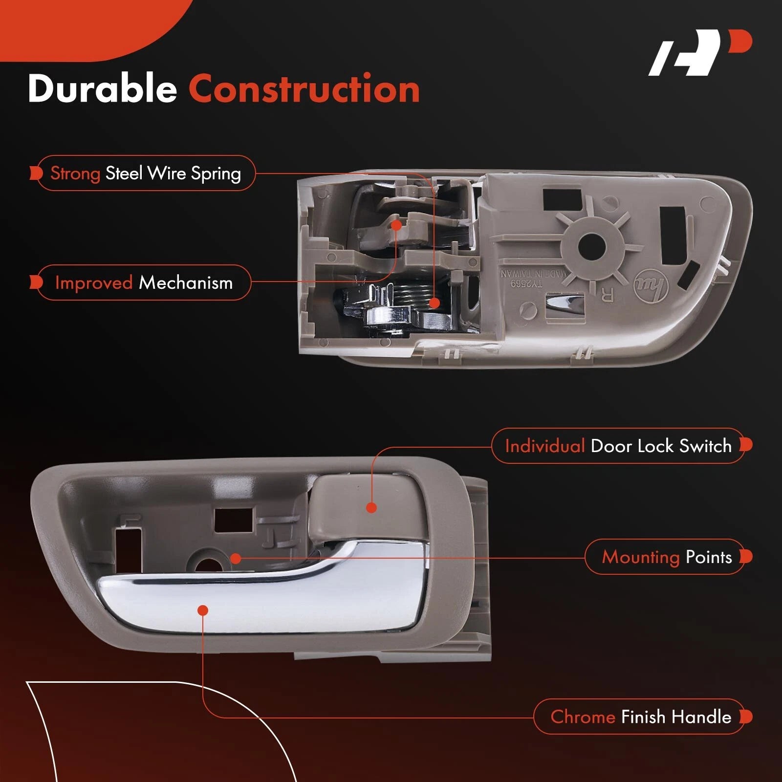 Right Chrome Interior Door Handle for Toyota Camry (2002-2006)