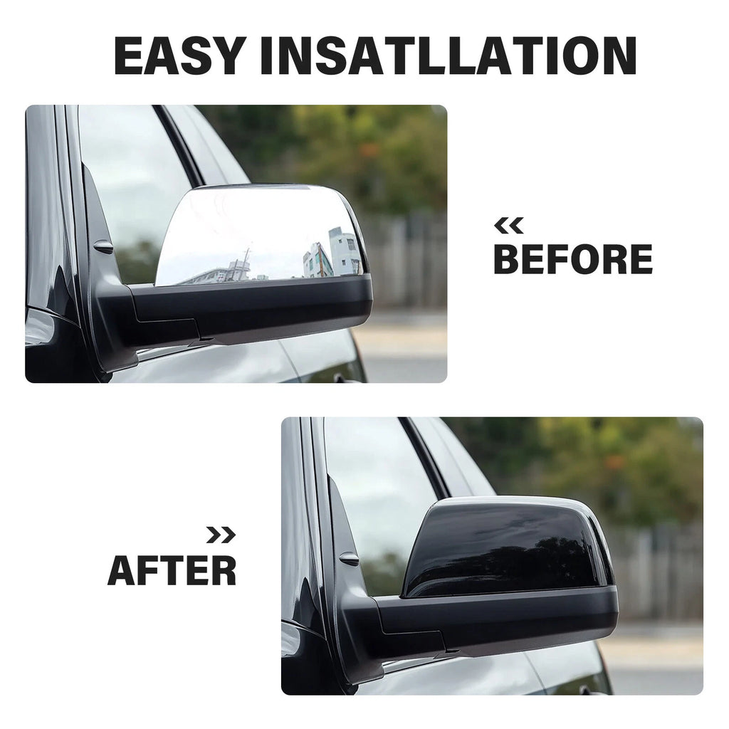2X Gloss Black Side Mirror Cover Caps for Toyota Tundra Sequoia (2007–2019)