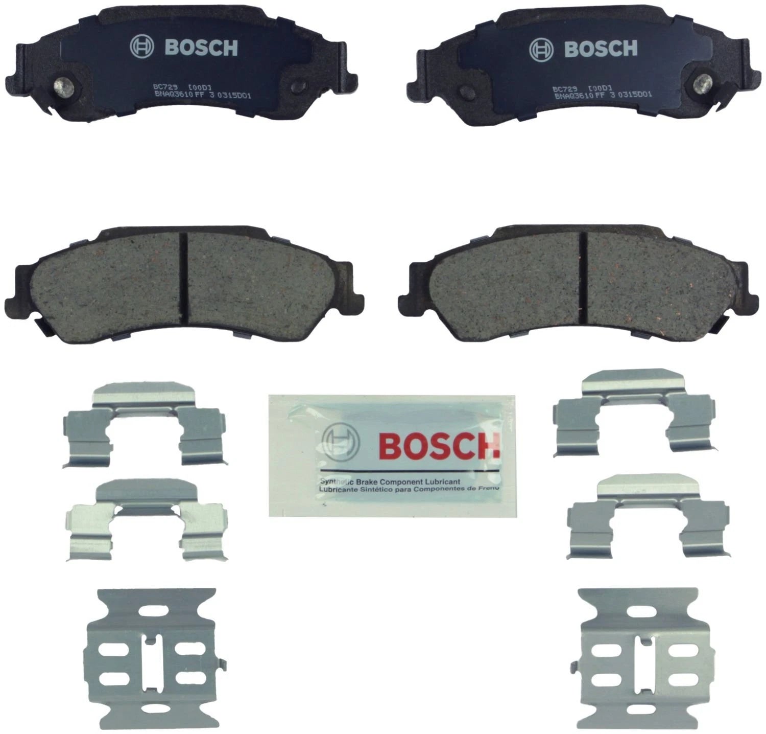 Bosch Rear QuietCast Ceramic Brake Pads w/ Hardware for