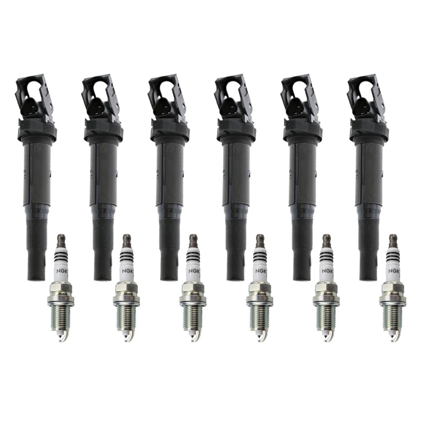 Set of 6 Ignition Coils & NGK Iridium Spark Plugs for BMW E60 E65 E66 E53 (2001–2010)