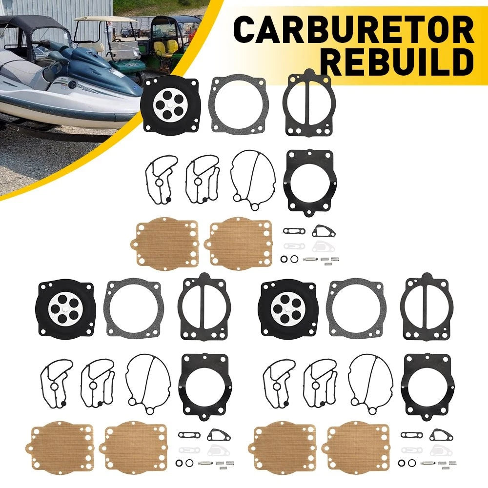 Set of 3 Carburetor Repair Rebuild Kits for Polaris Freedom Octane SLX (2002–2004)
