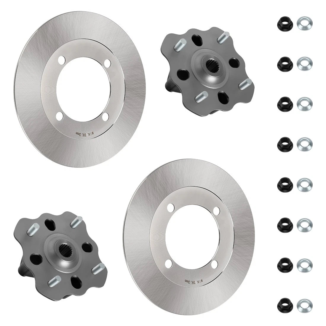 Set of 2 Front Wheel Hub & Disc Rotor w/Nuts for Suzuki LTA400/LTF400 (2002–2007)
