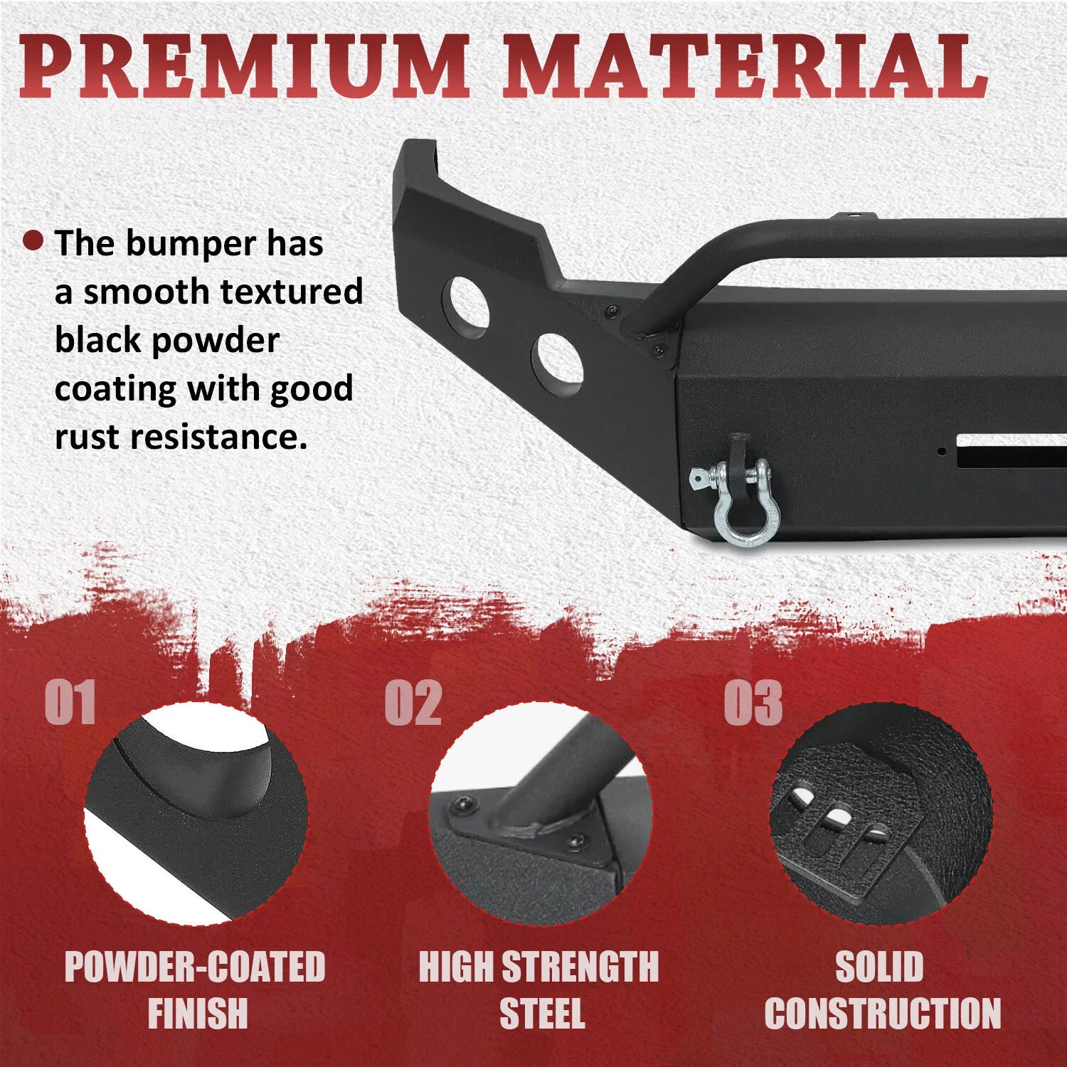 Powder Coated Steel Front Bumper for Chevy Silverado 2500HD 3500HD (2011–2014)