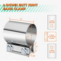 2X Stainless Steel Catback Exhaust Butt Joint Band Clamps for Universal
