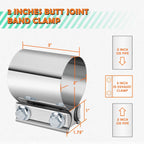 2X Stainless Steel Catback Exhaust Butt Joint Band Clamps for Universal
