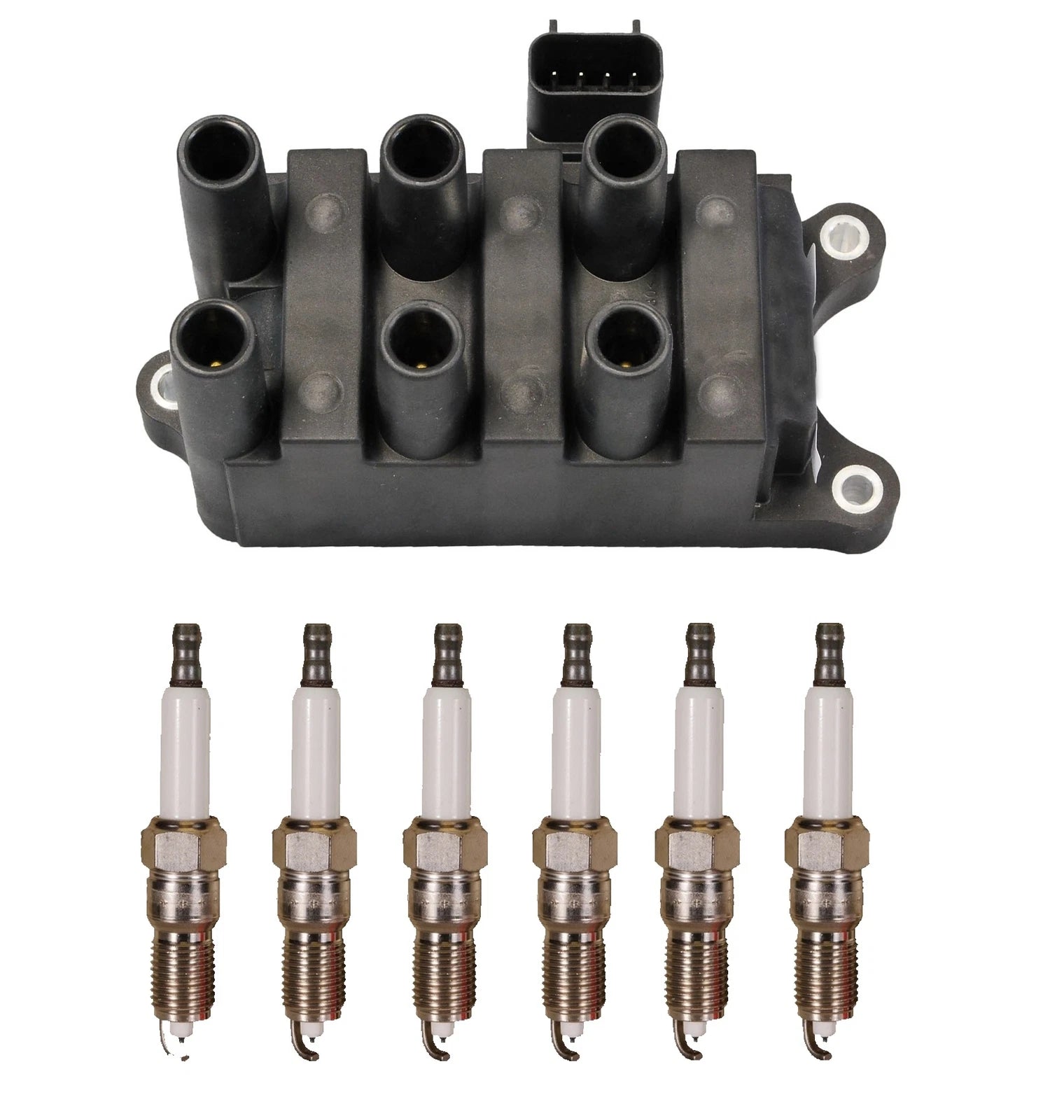 Denso Ignition Coil & 6 Spark Plugs Kit for Ford 4.2L VIN 2 (0.06")